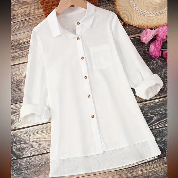 100% Organic Cotton Long Sleeve Shirt with Button Front - Picture 7 of 7